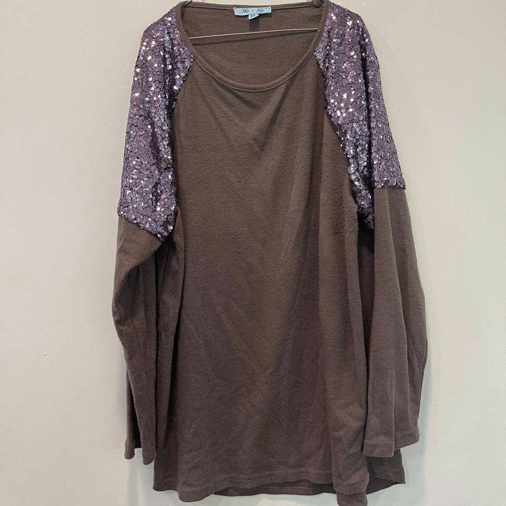 3/$15 Purple sweater with sequin shoulder detail